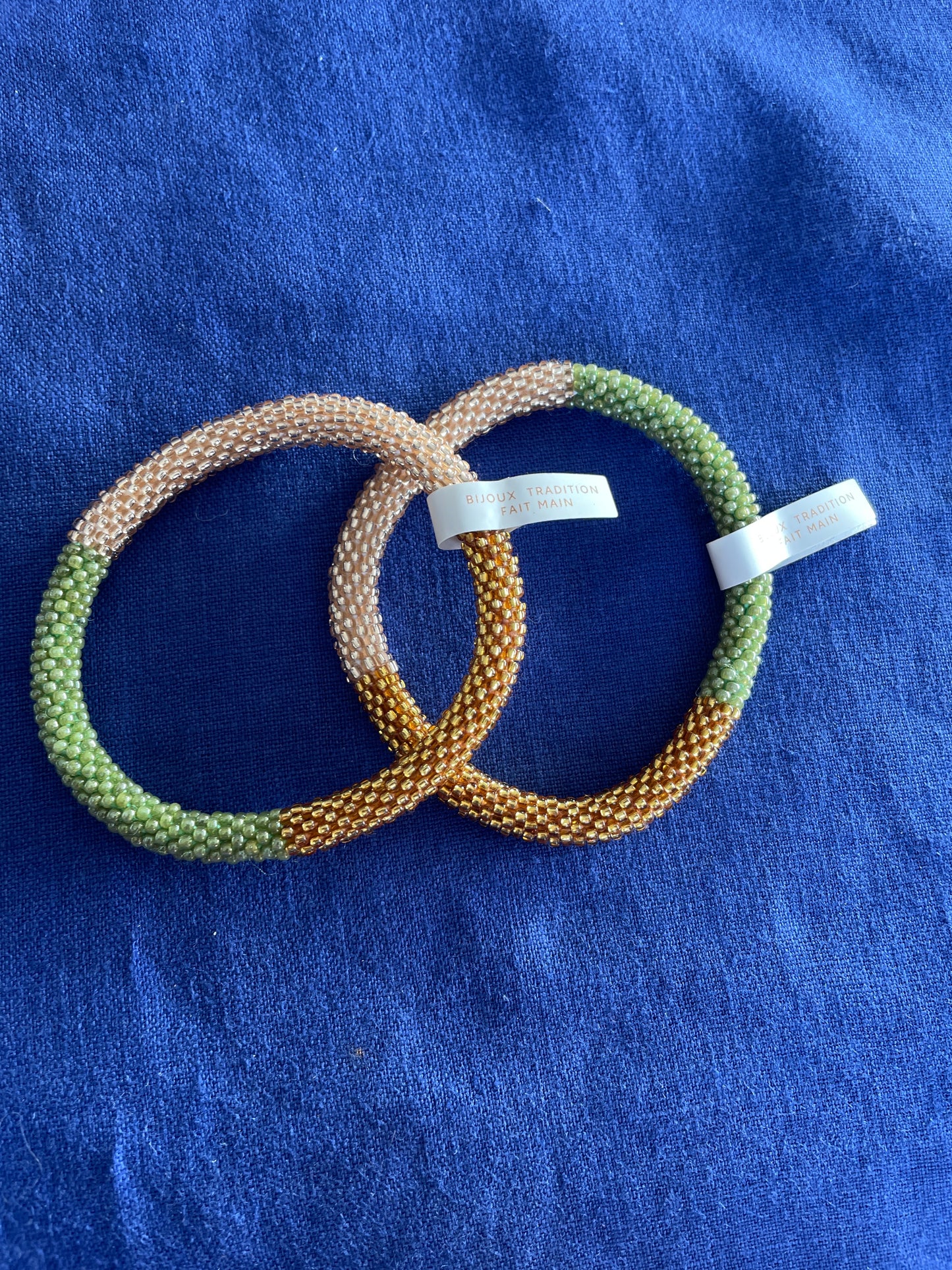 Bracelet népalais - blanc - doré et beige