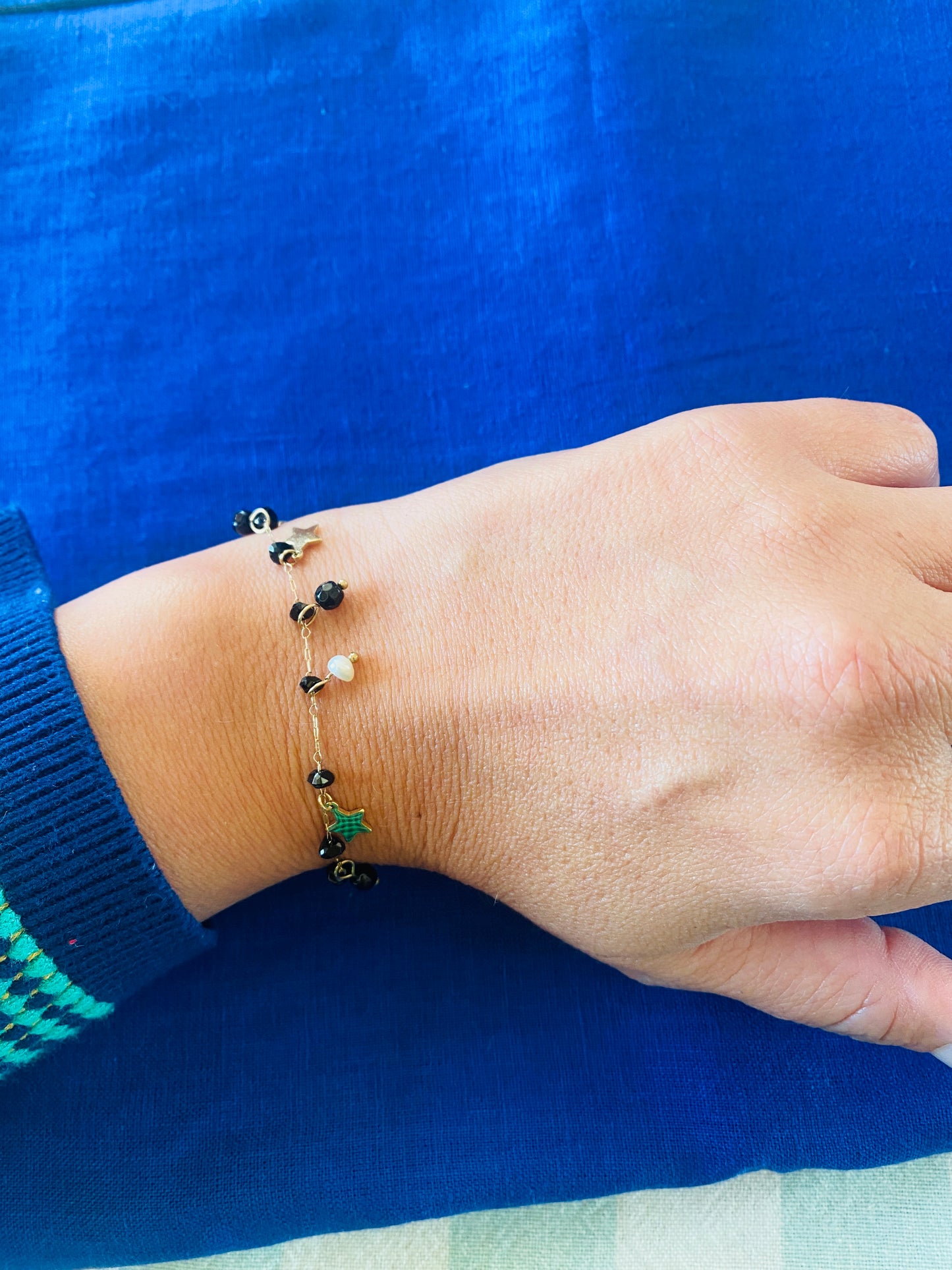 Bracelet Evy - doré et onyx