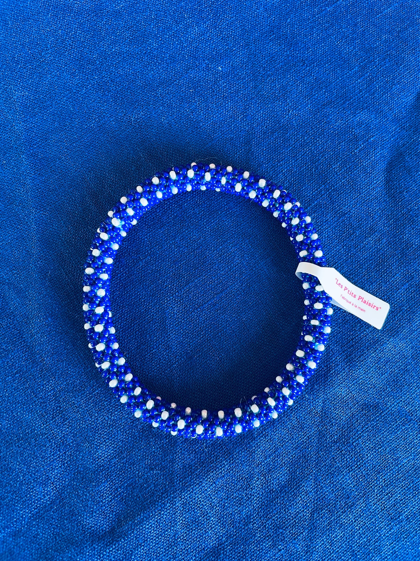 Bracelet népalais - bleu et blanc