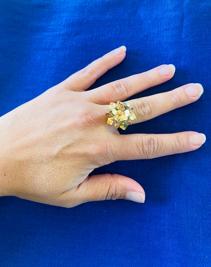 Bague Maïya fleurs de cerisier - dorée - Taille réglable