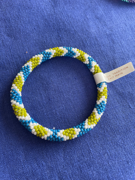 Bracelet népalais - vert - bleu - blanc