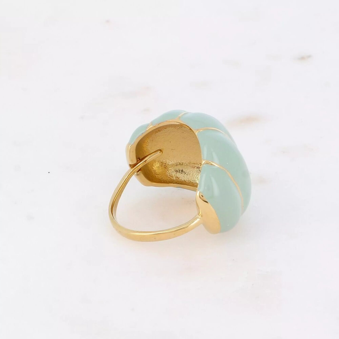 Bague Coquillage - dorée et kaki - Taille réglable