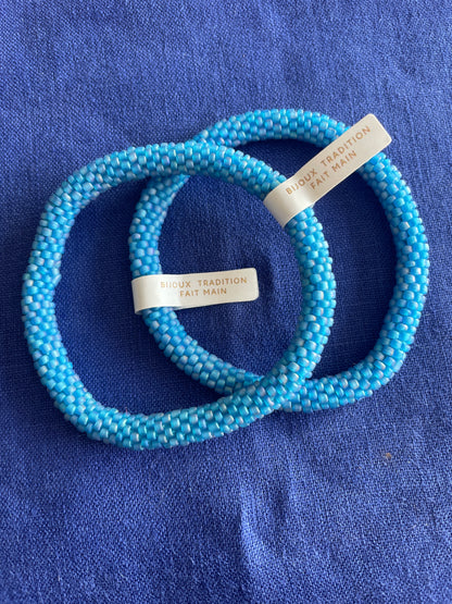 Bracelet népalais - bleu jean