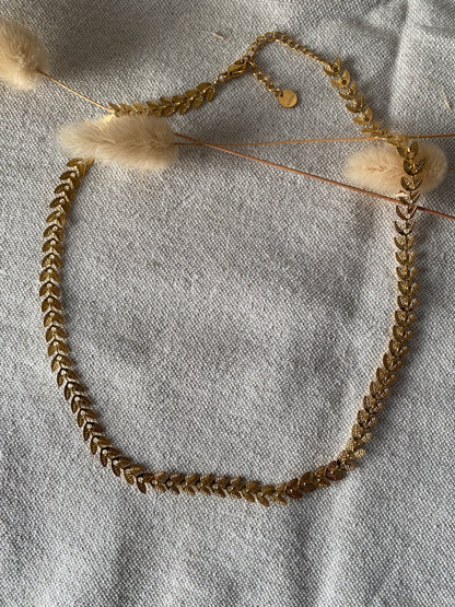 Collier épis laurier doré - ras de cou