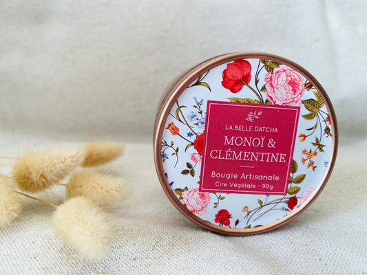 Bougie artisanale - Monoï et Clémentine - 90g