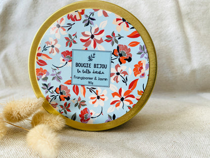 Bougie artisanale - Bougie bijou surprise - Frangipanier Jasmin - 180g