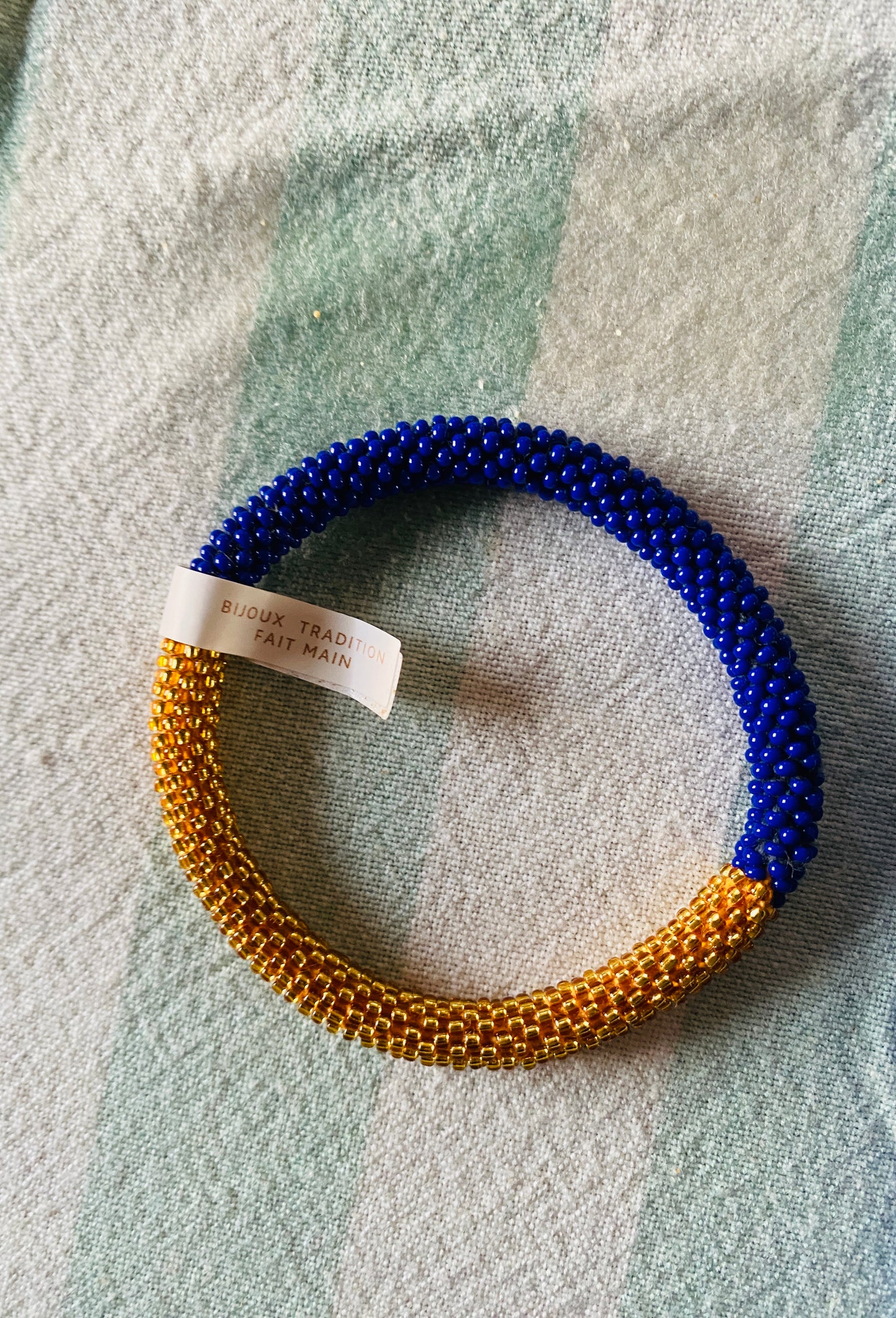 Bracelet népalais - bleu roi et doré