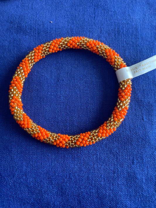 Bracelet népalais - Orange et doré