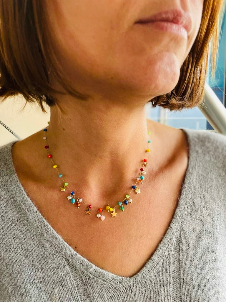 Collier Evy - doré et multi couleurs