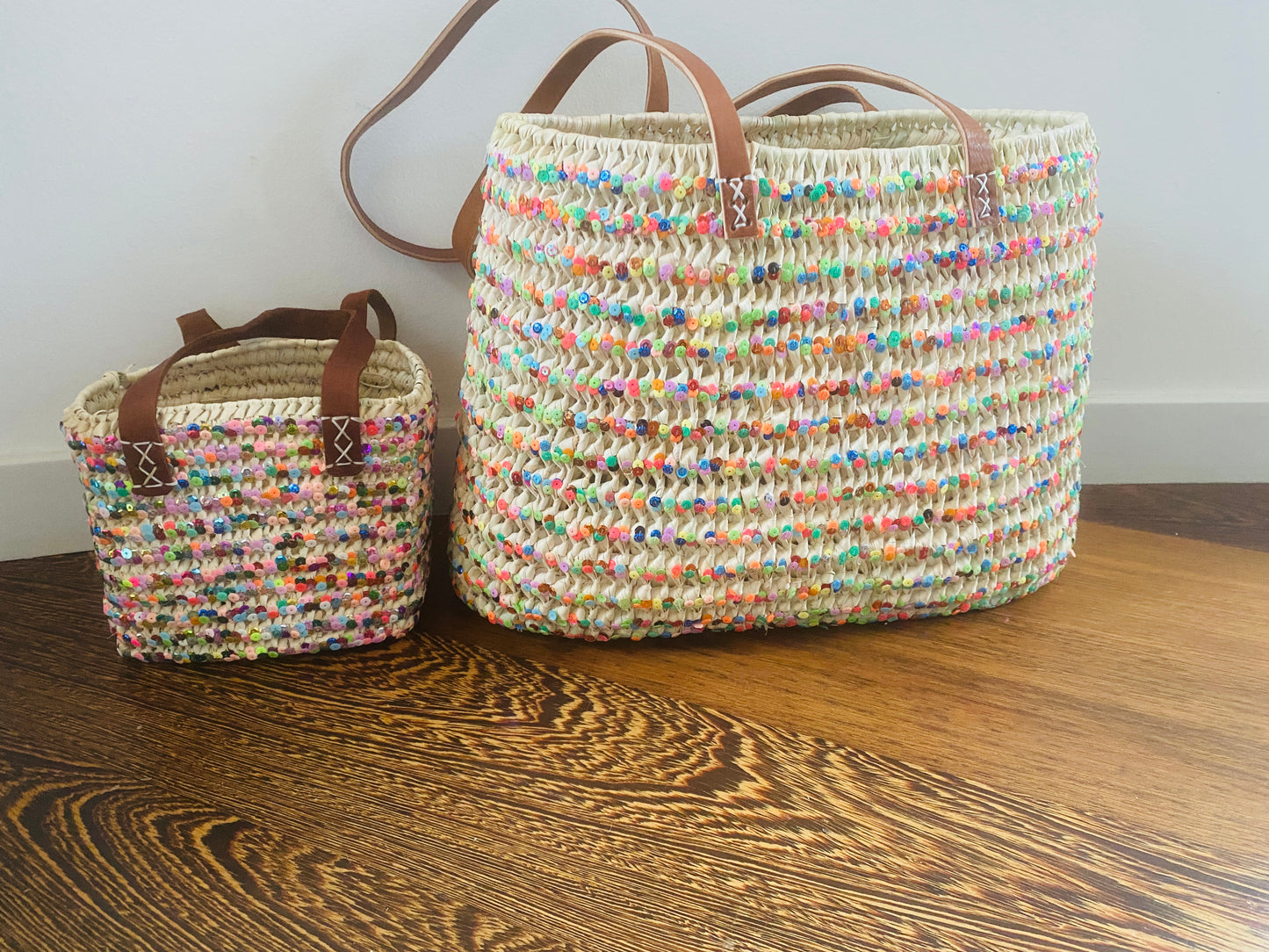 Grand panier paillettes multicolores Habiba