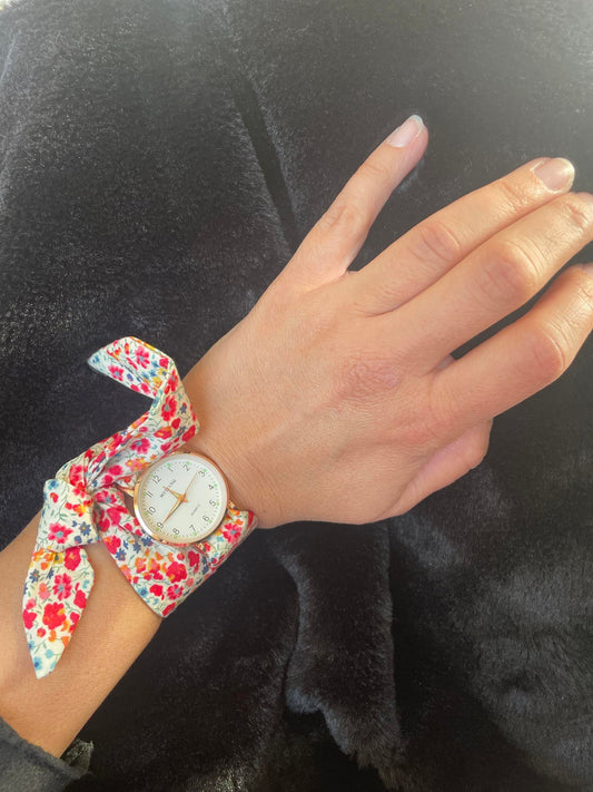 Montre Foulard Liberty Phoebe Rouge Petit Cadran