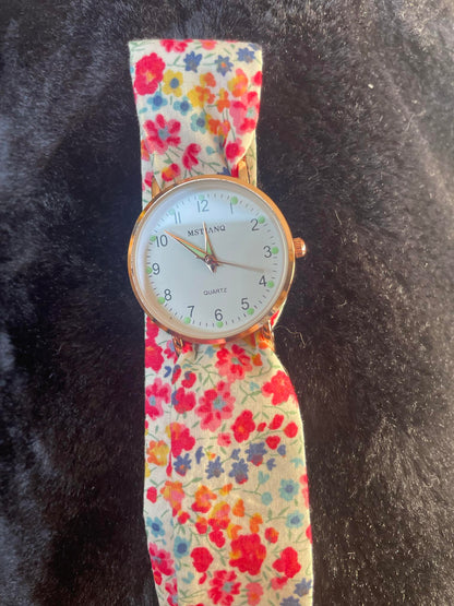 Montre Foulard Liberty Phoebe Rouge Petit Cadran