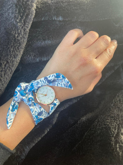 Montre Foulard Liberty Wiltshire Bleu Petit Cadran