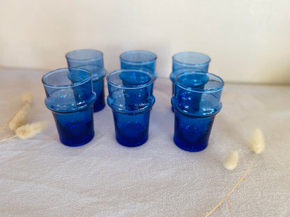 Set de 6 Verres Beldi Original bleu en verre recyclé 15cl