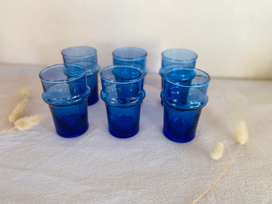 Set de 6 Verres Beldi Original bleu en verre recyclé 15cl