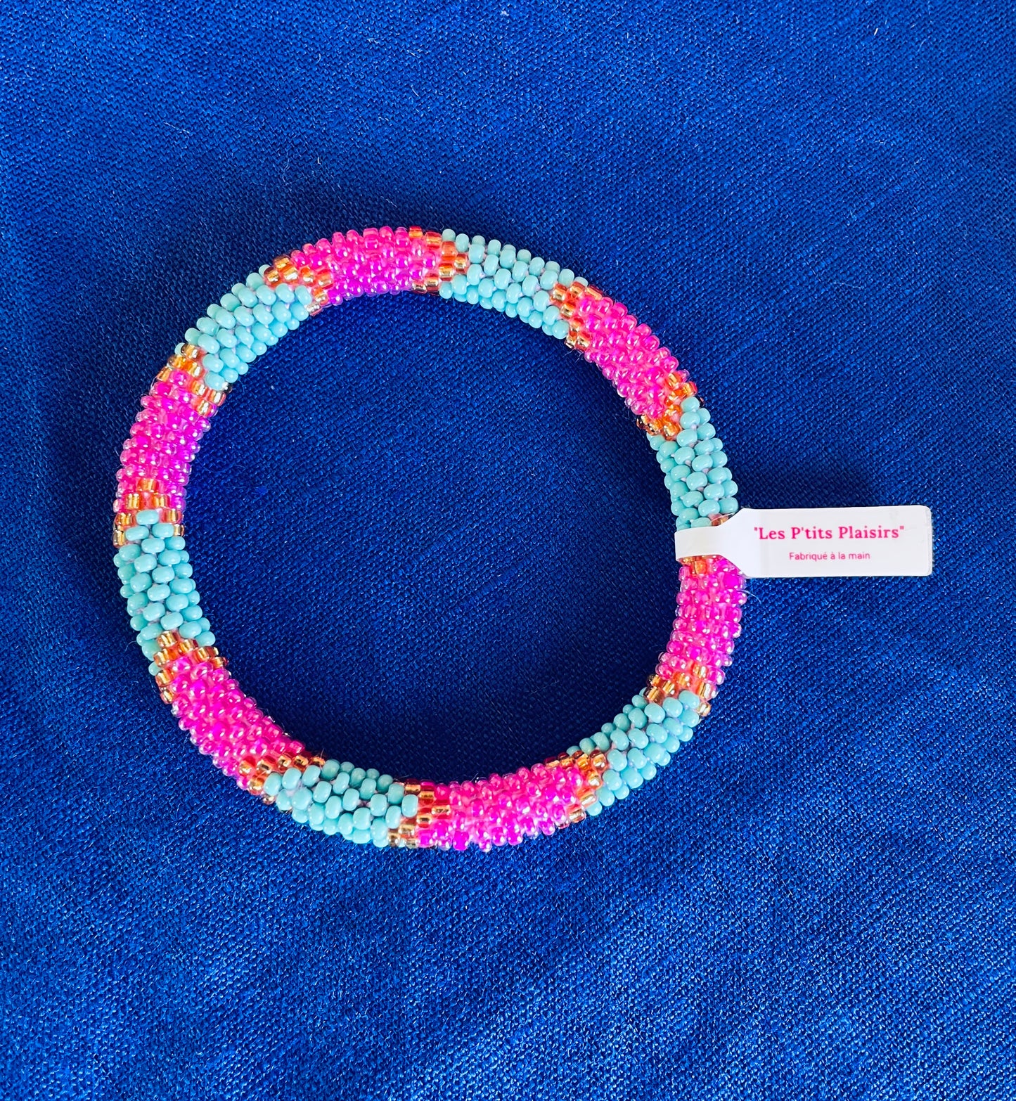 Bracelet népalais - rose turquoise et doré