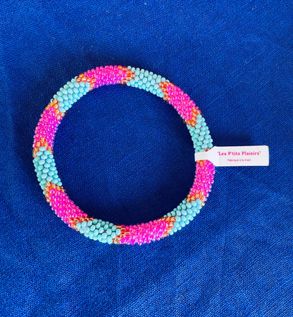 Bracelet népalais - rose turquoise et doré