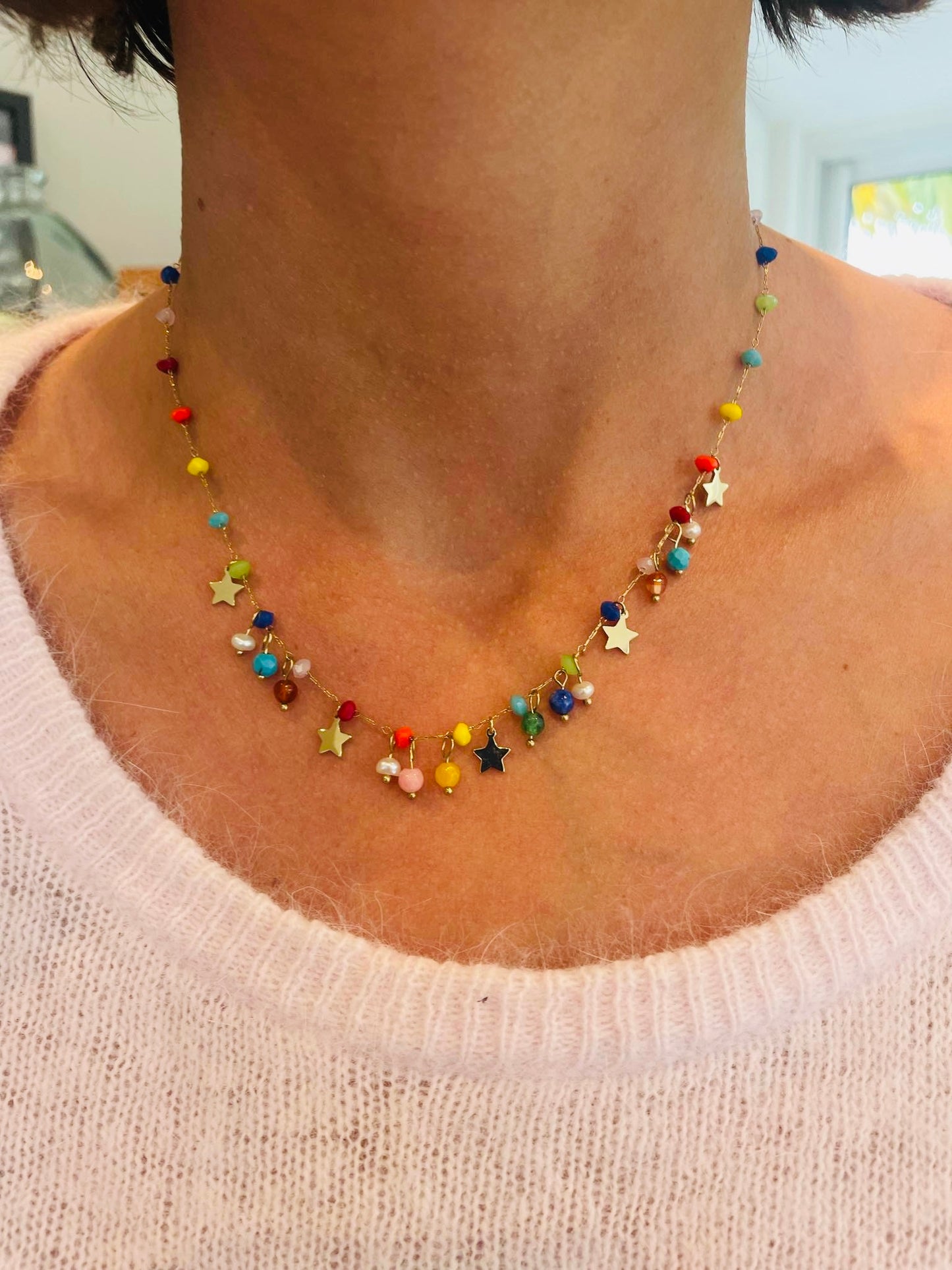 Collier Evy - doré et multi couleurs