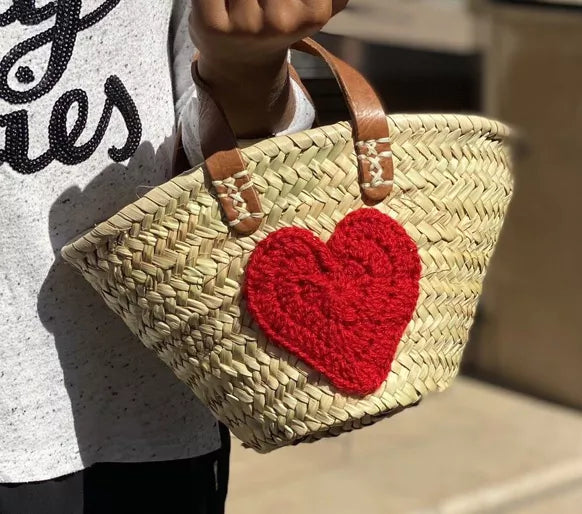 Mini panier tressé cœur rouge Camila