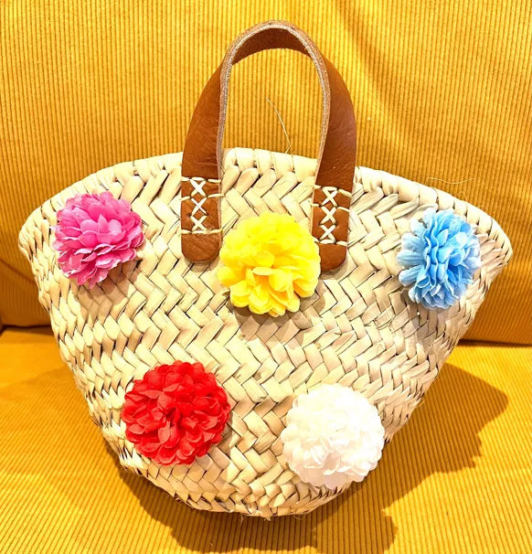 Mini panier tressé à fleurs colorées Janna