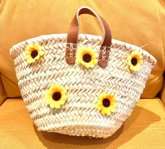 Mini panier tressé fleurs jaunes Aya