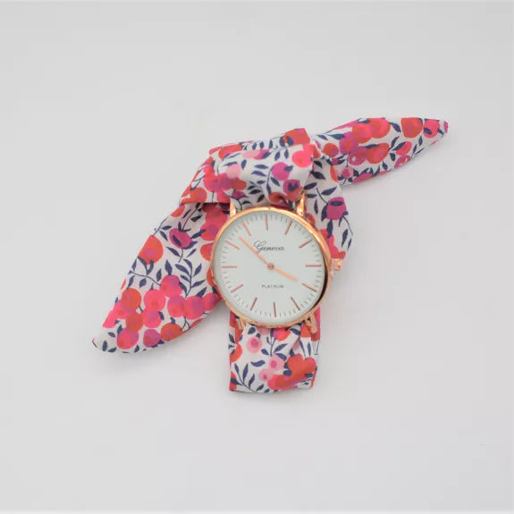 Montre Foulard Liberty Wiltshire Rouge Grand Cadran