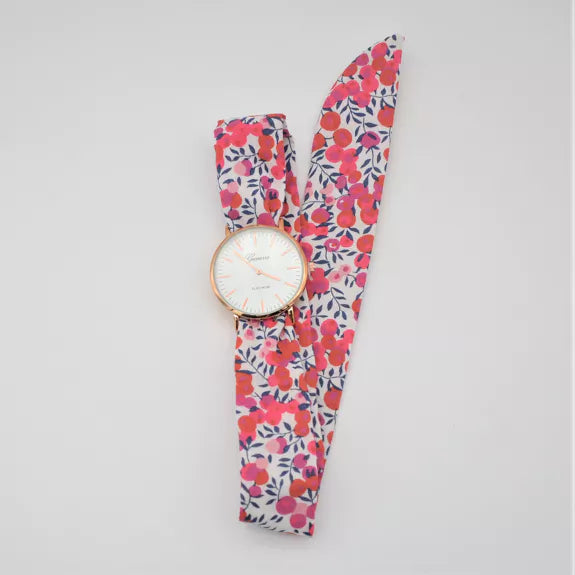 Montre Foulard Liberty Wiltshire Rouge Grand Cadran