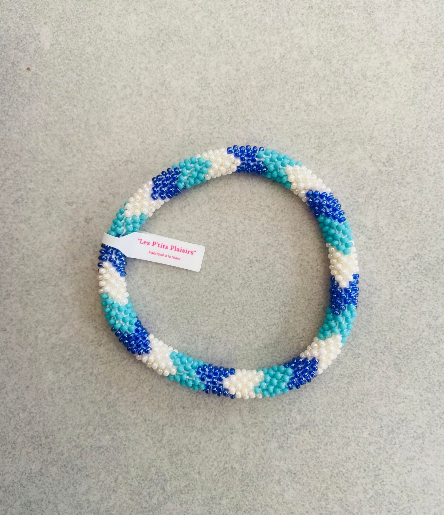 Bracelet népalais - bleu blanc et turquoise