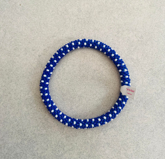 Bracelet népalais - bleu et blanc