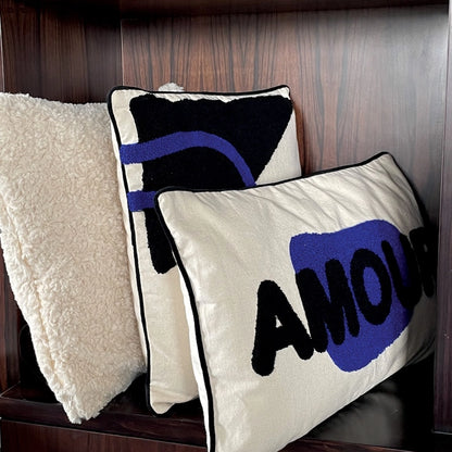 Coussin AMOUR bleu/noir